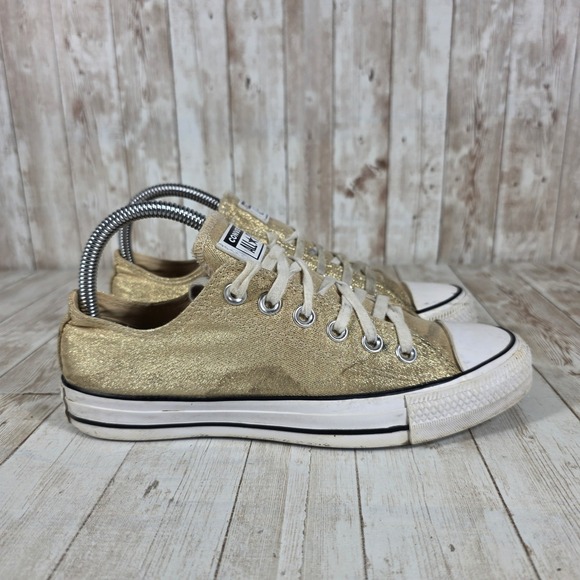 Converse Shoes - Converse Chuck Taylor All Star Low Top Glitter Gold Sneakers‎ Women's Size 7